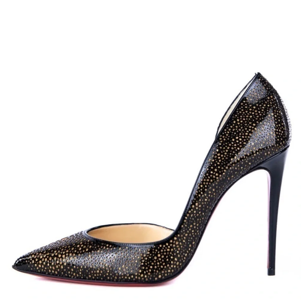 Christian Louboutin very rare laser cut detail blk/gold Galu Pump 100mm EU37